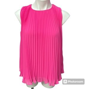 NWT J. Crew Neon Flamingo Pink Sleeveless Pleated Georgette Blouse - Size Small